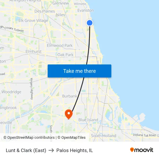 Lunt & Clark (East) to Palos Heights, IL map