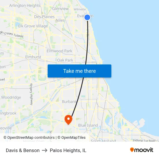 Davis & Benson to Palos Heights, IL map