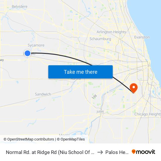 Normal Rd. at Ridge Rd (Niu School Of Nursing) - Nb Stop #499 to Palos Heights, IL map