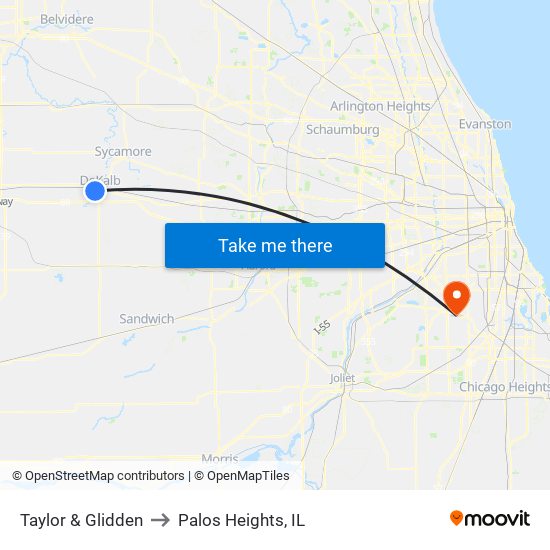 Taylor & Glidden to Palos Heights, IL map