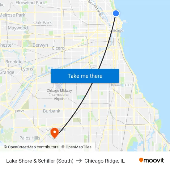 Lake Shore & Schiller (South) to Chicago Ridge, IL map