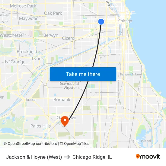 Jackson & Hoyne (West) to Chicago Ridge, IL map