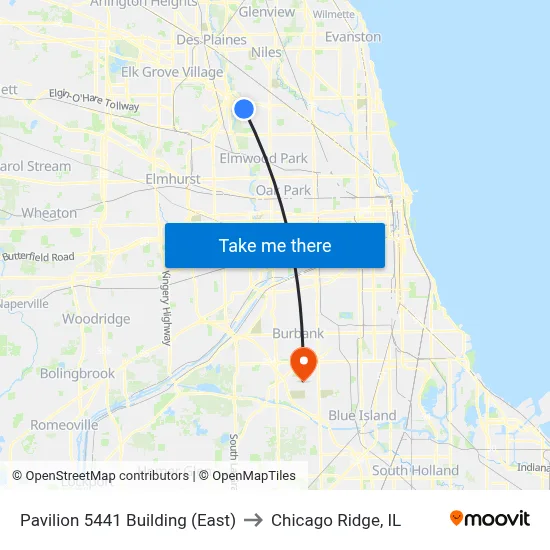 Pavilion 5441 Building (East) to Chicago Ridge, IL map