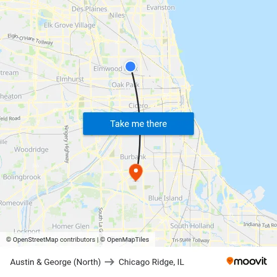 Austin & George (North) to Chicago Ridge, IL map