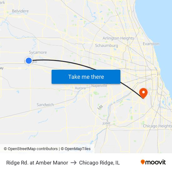 Ridge Rd. at Amber Manor to Chicago Ridge, IL map