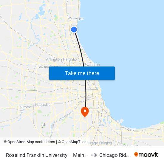 Rosalind Franklin University – Main Entrance to Chicago Ridge, IL map