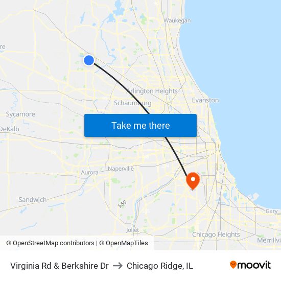 Virginia Rd & Berkshire Dr to Chicago Ridge, IL map