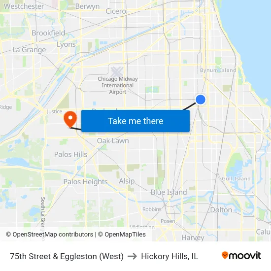 75th Street & Eggleston (West) to Hickory Hills, IL map