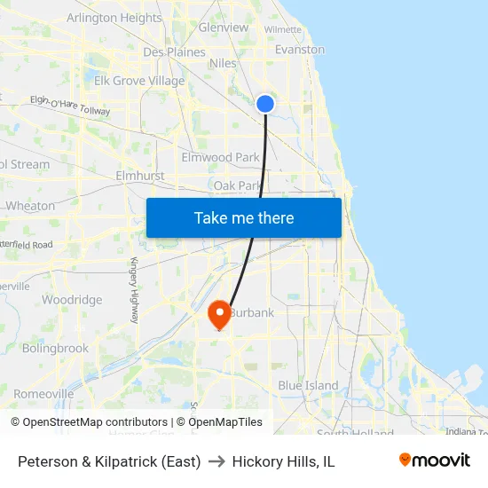 Peterson & Kilpatrick (East) to Hickory Hills, IL map