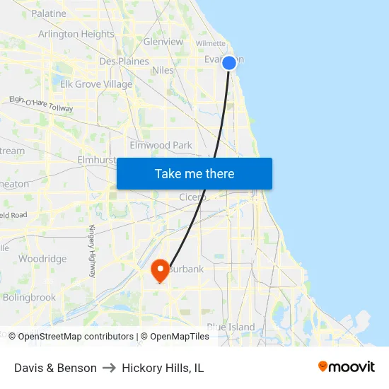 Davis & Benson to Hickory Hills, IL map