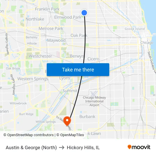 Austin & George (North) to Hickory Hills, IL map
