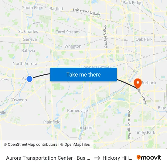 Aurora Transportation Center - Bus Stop C to Hickory Hills, IL map