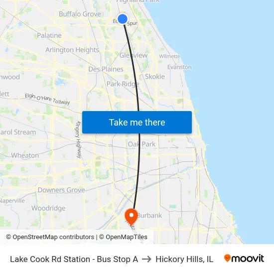 Lake Cook Rd Station - Bus Stop A to Hickory Hills, IL map
