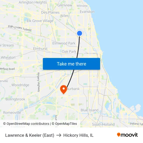 Lawrence & Keeler (East) to Hickory Hills, IL map