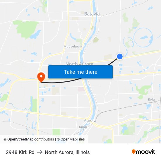 2948 Kirk Rd to North Aurora, Illinois map