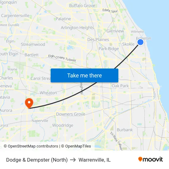 Dodge & Dempster (North) to Warrenville, IL map