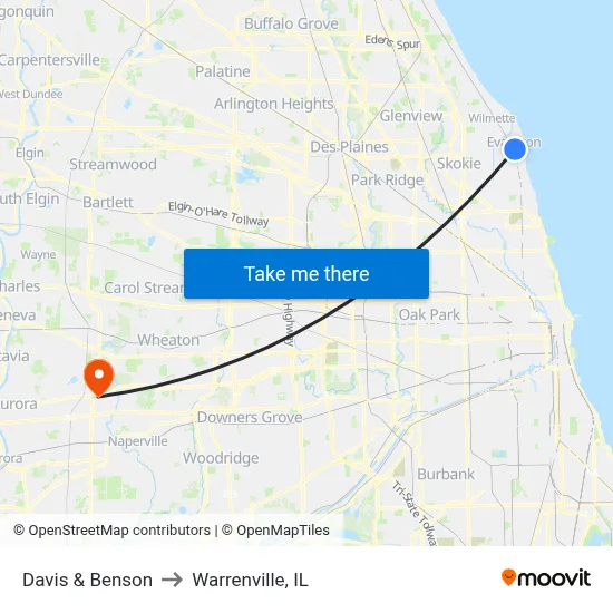 Davis & Benson to Warrenville, IL map