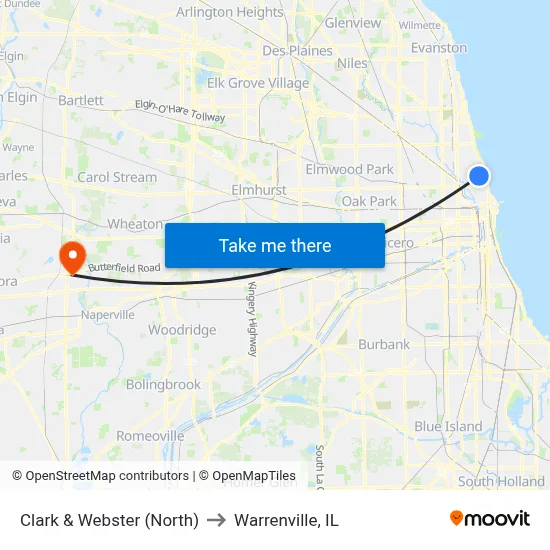 Clark & Webster (North) to Warrenville, IL map