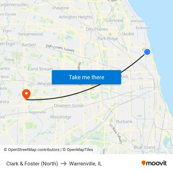 Clark & Foster (North) to Warrenville, IL map