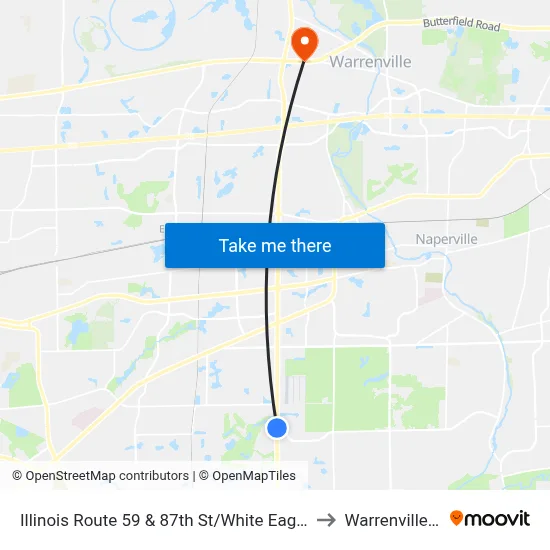 Illinois Route 59 & 87th St/White Eagle Dr to Warrenville, IL map