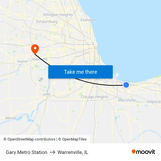 Gary Metro Station to Warrenville, IL map