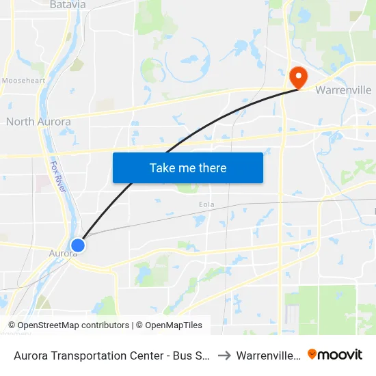 Aurora Transportation Center - Bus Stop C to Warrenville, IL map
