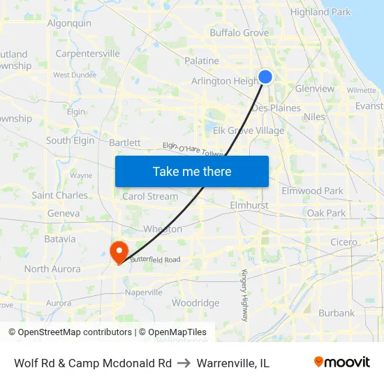 Wolf Rd & Camp Mcdonald Rd to Warrenville, IL map