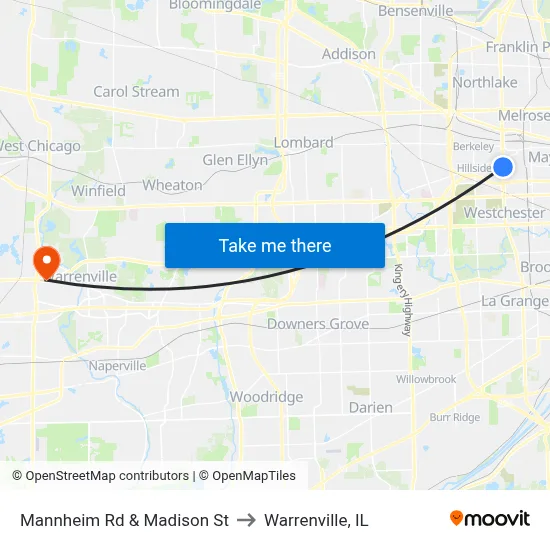 Mannheim Rd & Madison St to Warrenville, IL map