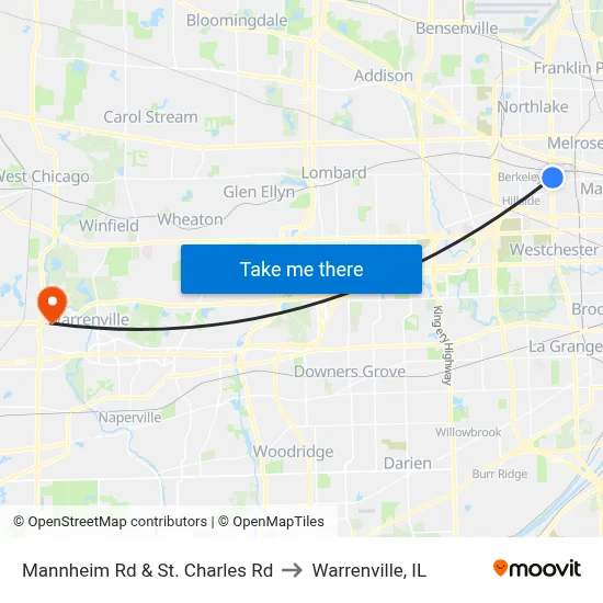 Mannheim Rd & St. Charles Rd to Warrenville, IL map