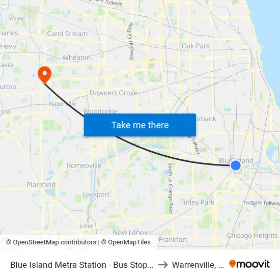 Blue Island Metra Station - Bus Stop E to Warrenville, IL map
