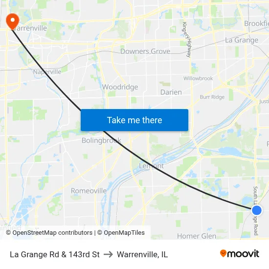 La Grange Rd & 143rd St to Warrenville, IL map