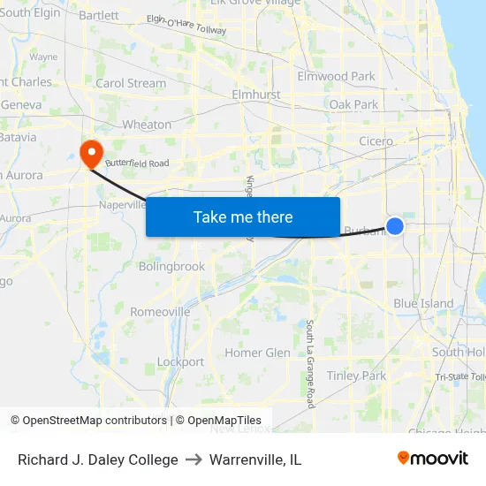 Richard J. Daley College to Warrenville, IL map