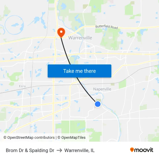 Brom Dr & Spalding Dr to Warrenville, IL map