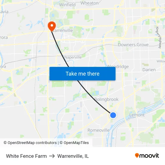 White Fence Farm to Warrenville, IL map