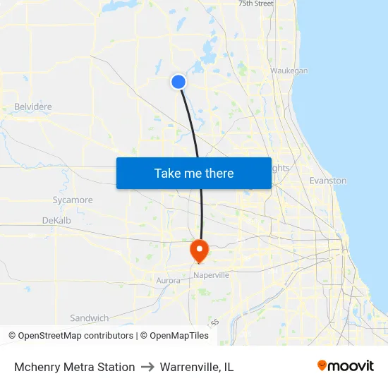 Mchenry Metra Station to Warrenville, IL map