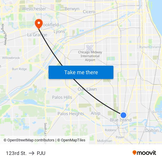 123rd St. to PJU map