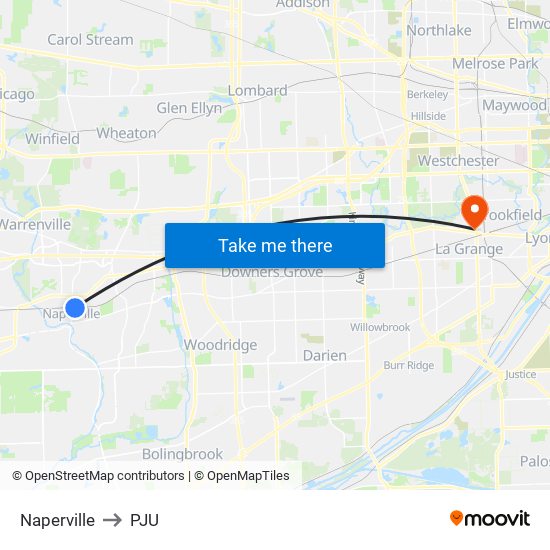 Naperville to PJU map