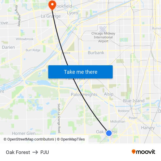 Oak Forest to PJU map