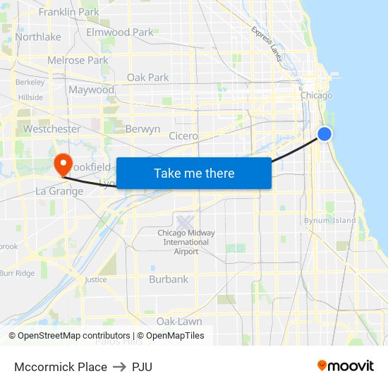 Mccormick Place to PJU map