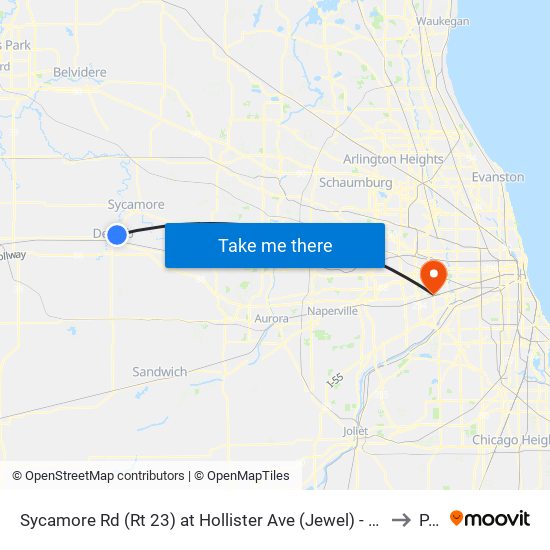 Sycamore Rd (Rt 23) at  Hollister Ave (Jewel) - Sb Stop #684 to PJU map