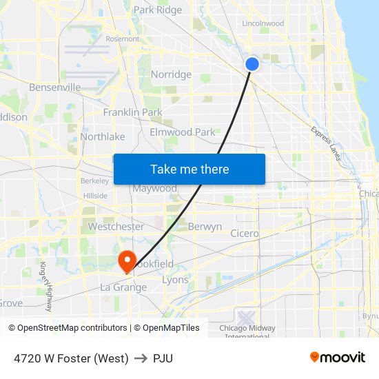 4720 W Foster (West) to PJU map