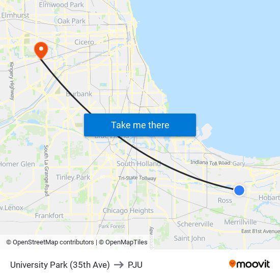 University Park (35th Ave) to PJU map