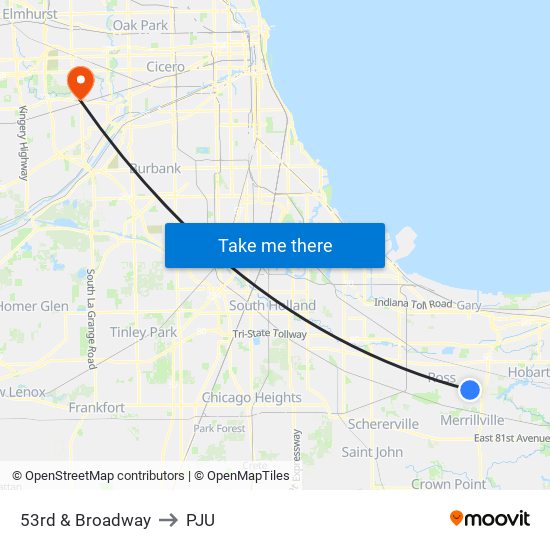 53rd & Broadway to PJU map