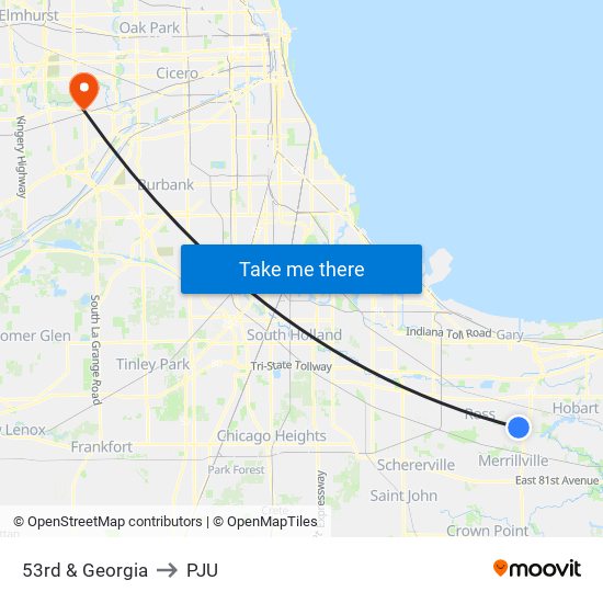 53rd & Georgia to PJU map