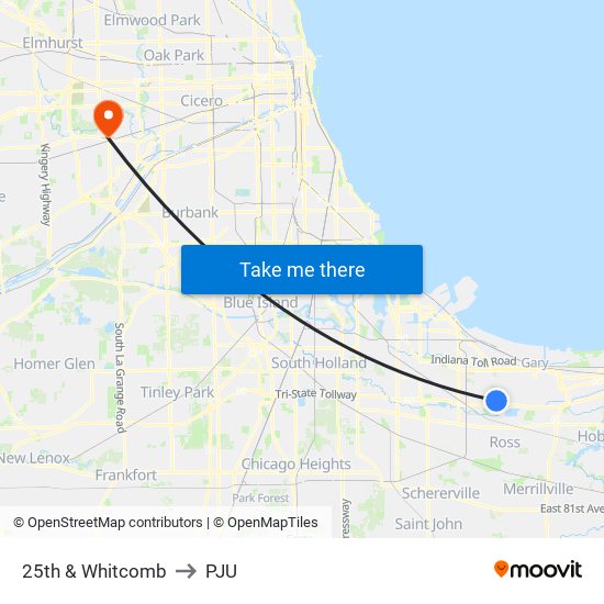 25th & Whitcomb to PJU map