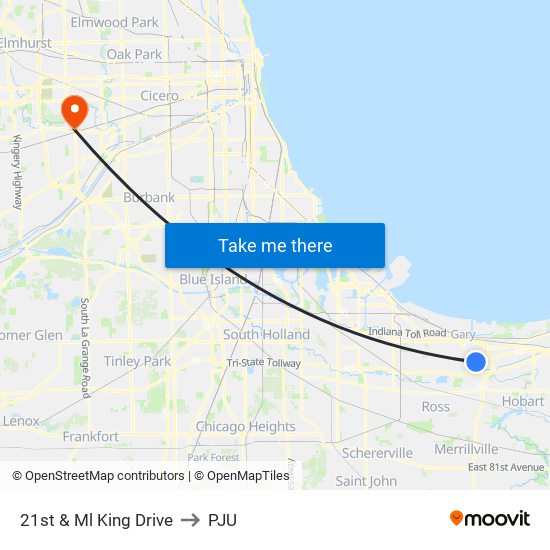 21st & Ml King Drive to PJU map