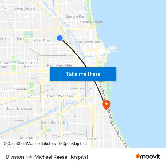 Division to Michael Reese Hospital map