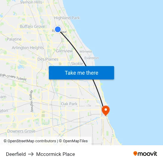 Deerfield to Mccormick Place map