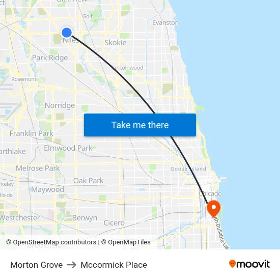 Morton Grove to Mccormick Place map