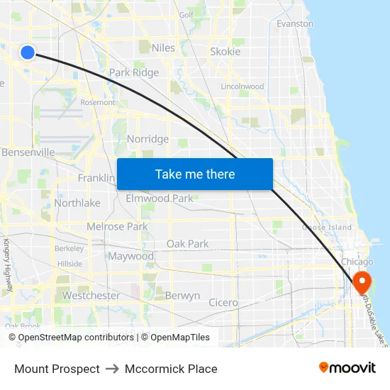 Mount Prospect to Mccormick Place map